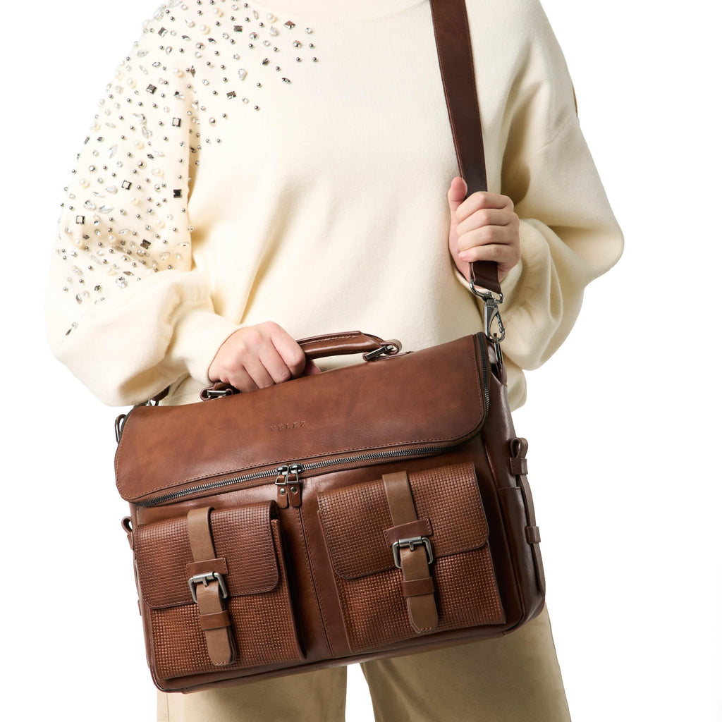 15" Full Grain Leather Messenger Bag – Tan