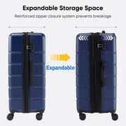 24" Expandable Hardside Luggage with TSA Lock – Blue