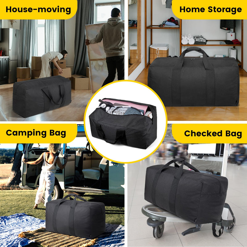 100L Foldable Travel Duffle Bag – Black