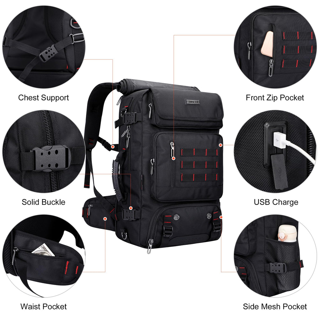 Convertible Carry-On Travel Backpack – Black