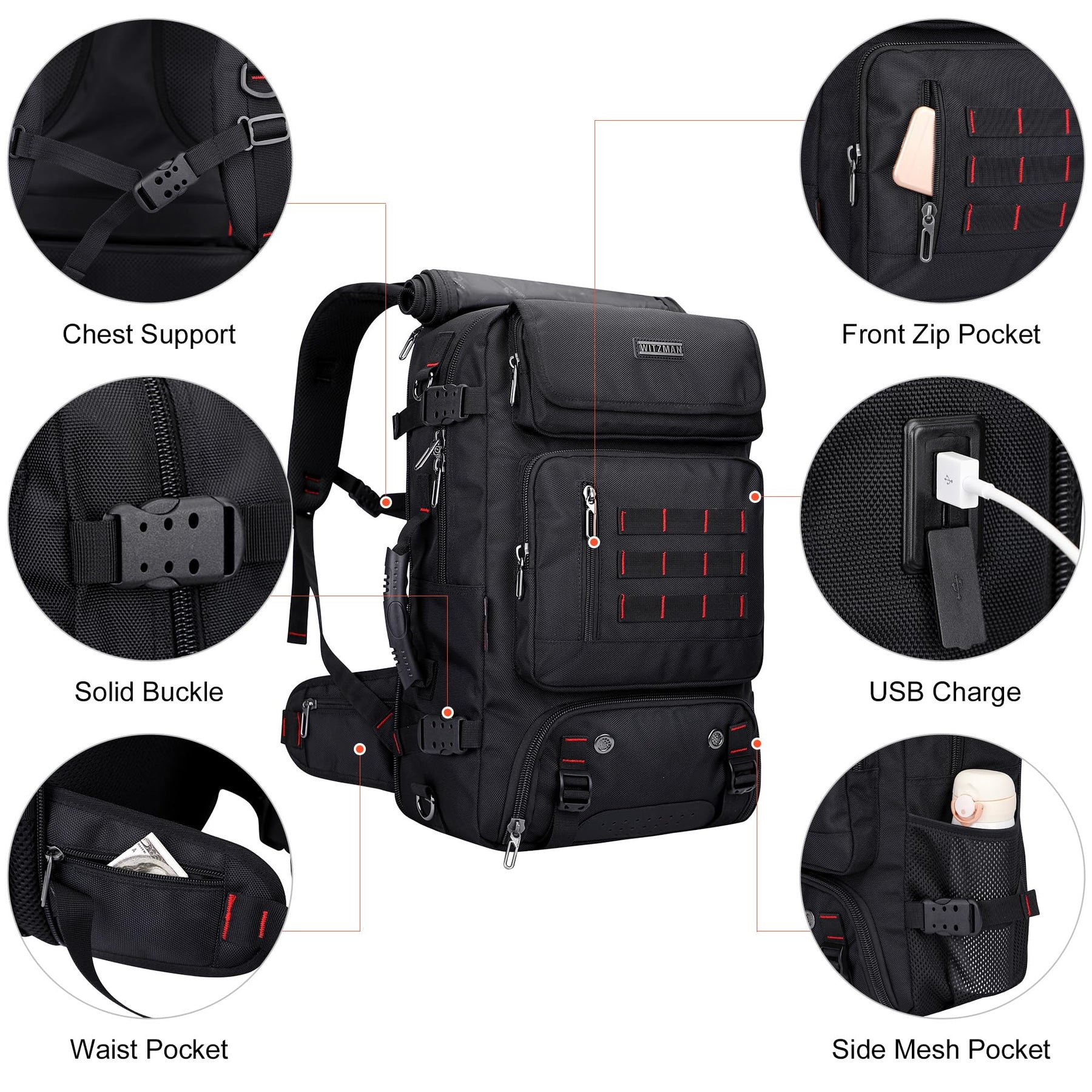 Convertible Carry-On Travel Backpack – Black