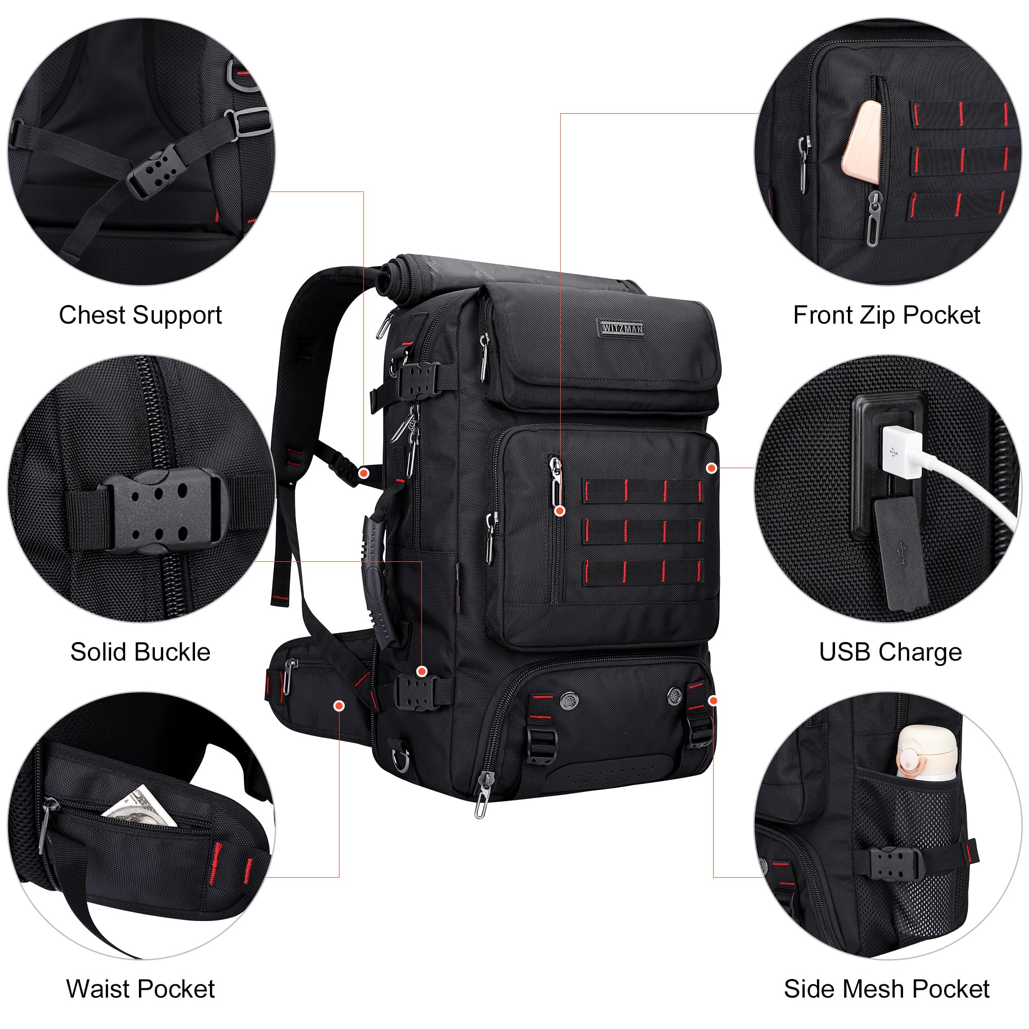 Convertible Carry-On Travel Backpack – Black