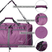 60L Foldable Waterproof Travel Duffle Bag – Purple