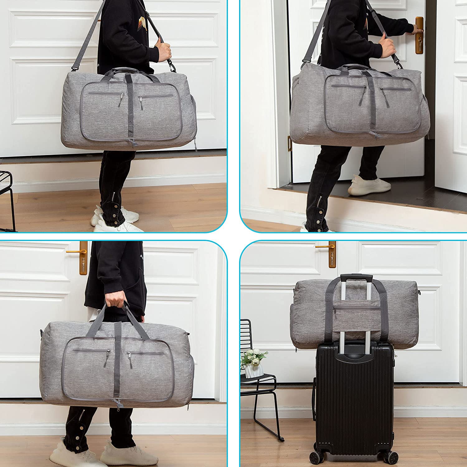 115L Foldable Travel Duffle Bag with Shoe Compartment