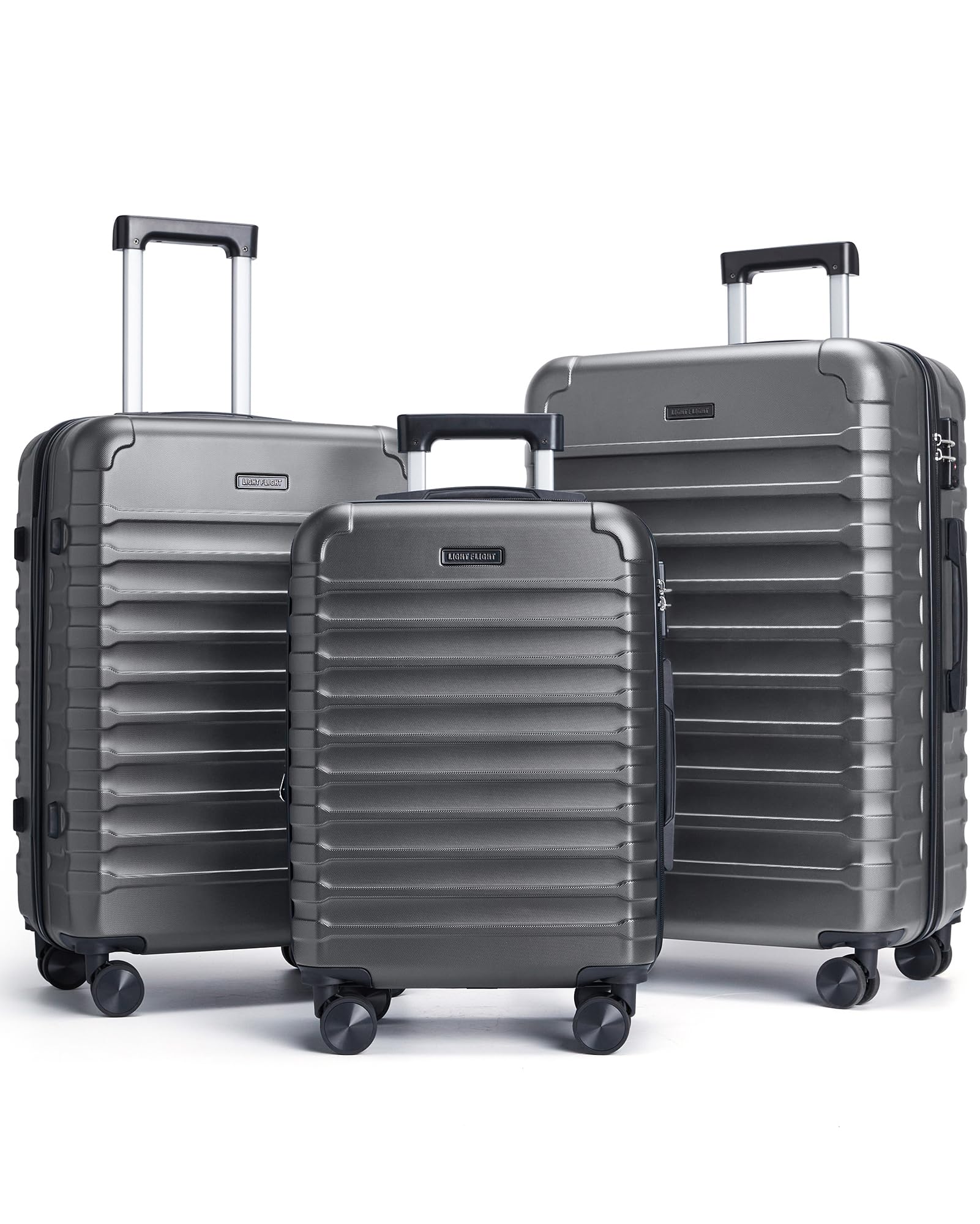 LIGHT FLIGHT Luggage Sets, 3 Piece Durable Suitcase Set with Spinner Wheels, 3 Pcs Hard Shell Lightweight Luggage with TSA Lock, Large Checked Travel Suitcases, 20/24/28 Inch, Royal Blue