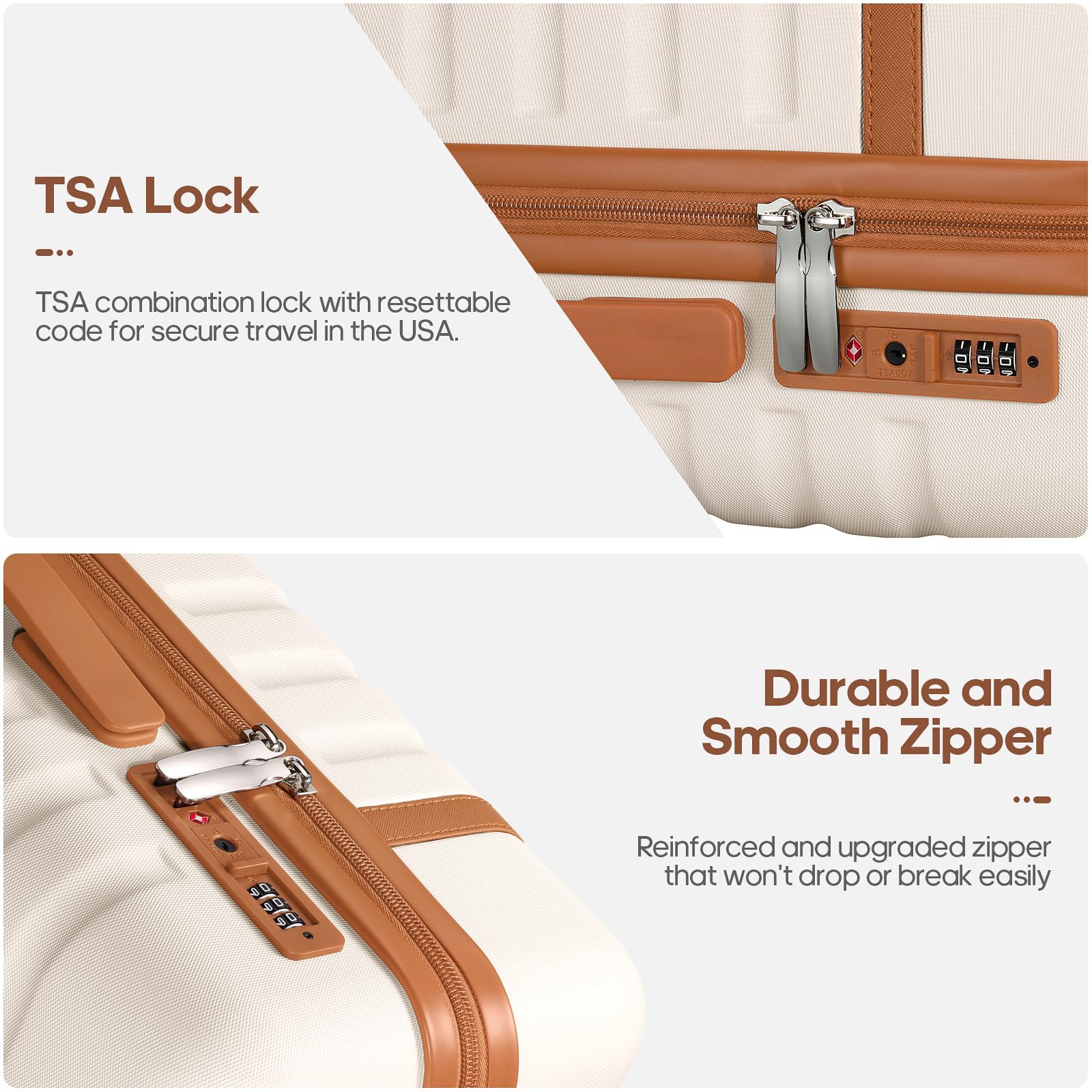3-Piece Hardside Luggage Set – Beige
