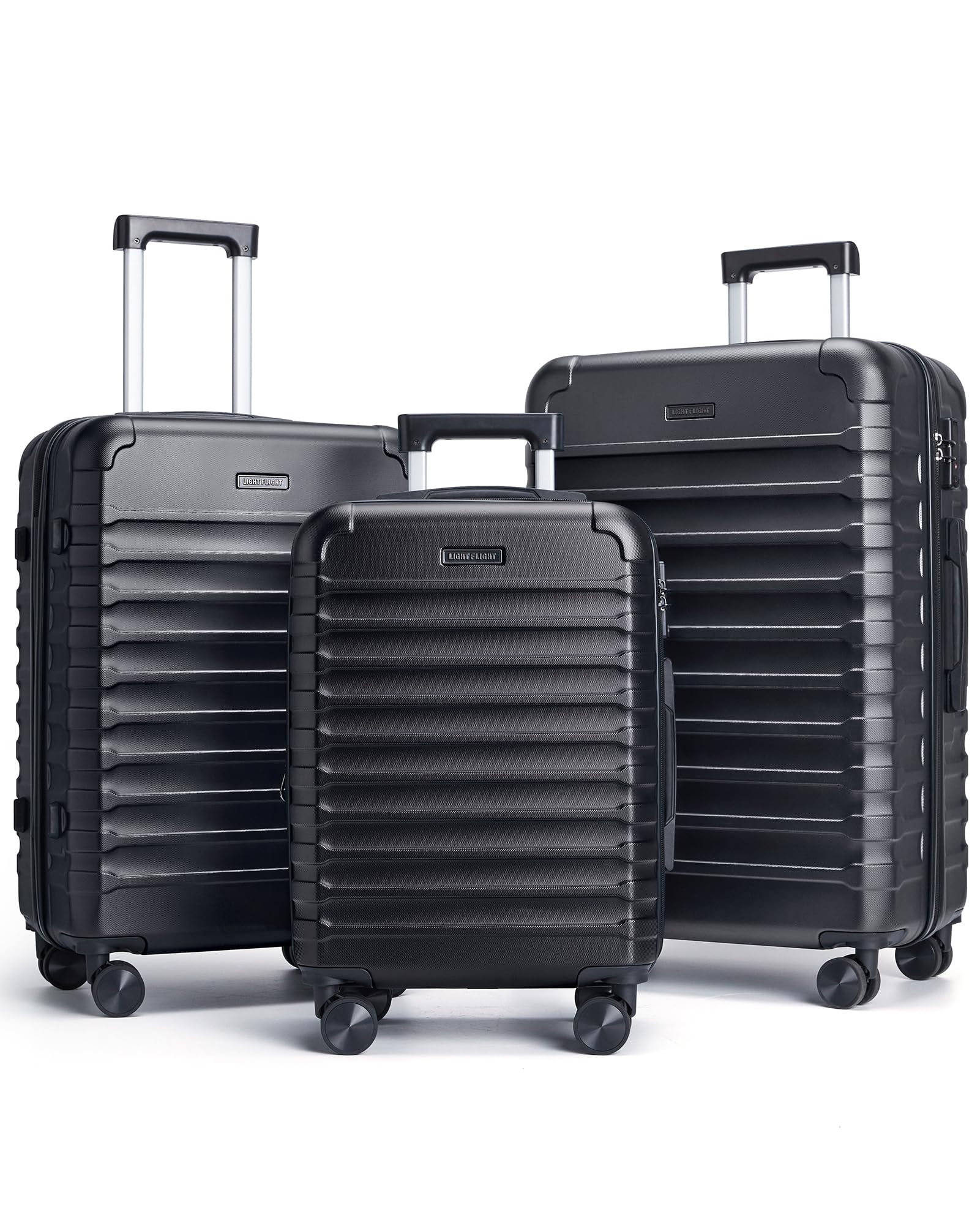 LIGHT FLIGHT Luggage Sets, 3 Piece Durable Suitcase Set with Spinner Wheels, 3 Pcs Hard Shell Lightweight Luggage with TSA Lock, Large Checked Travel Suitcases, 20/24/28 Inch, Royal Blue