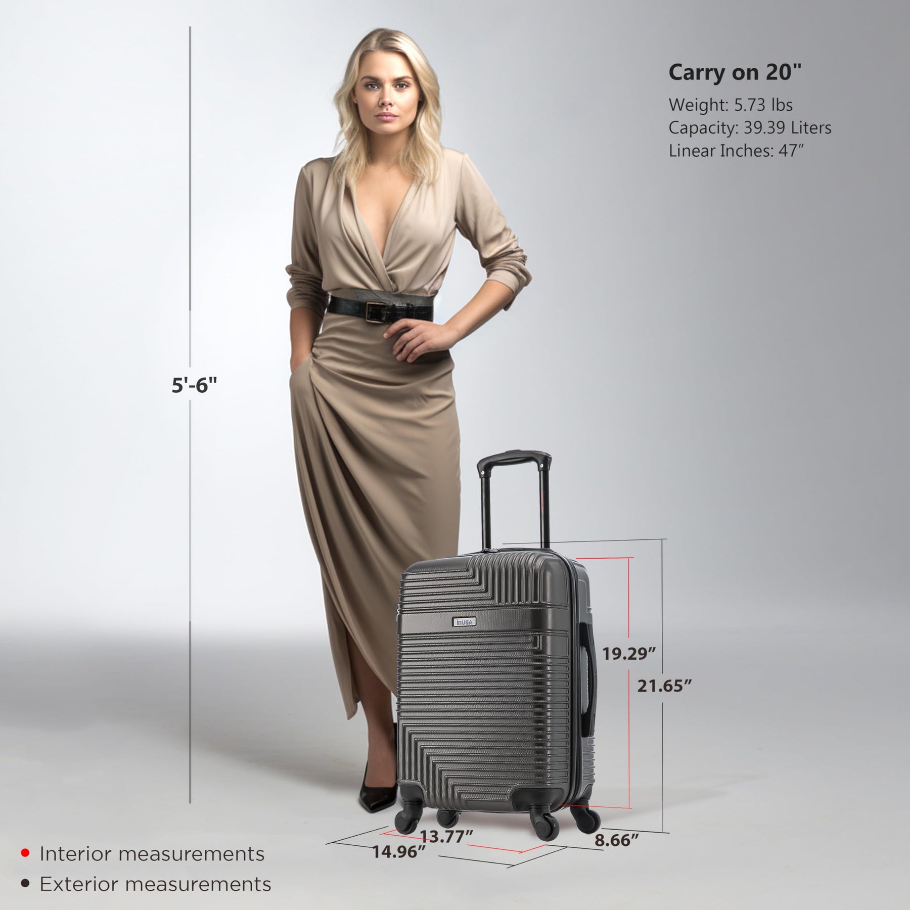 20" Hardshell Carry-On Luggage – Charcoal
