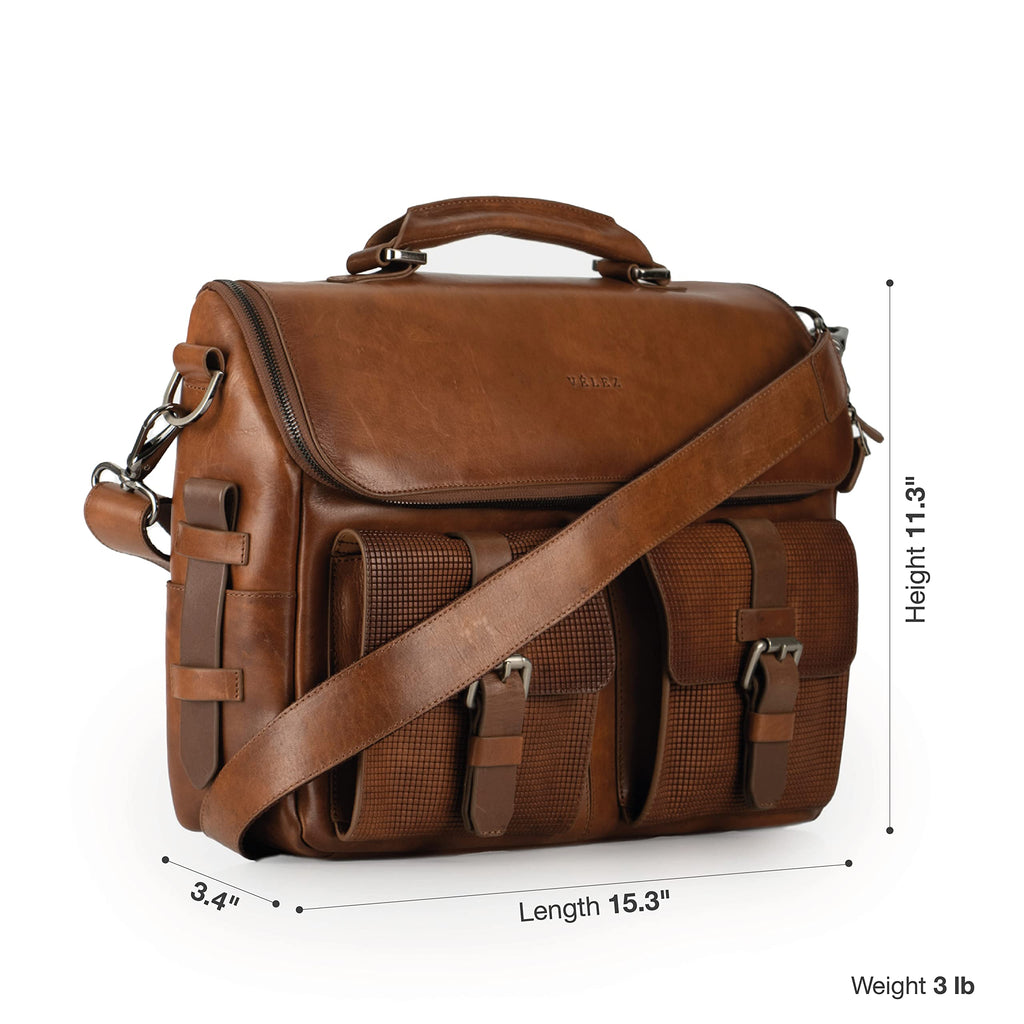 15" Full Grain Leather Messenger Bag – Tan