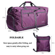 60L Foldable Waterproof Travel Duffle Bag – Purple