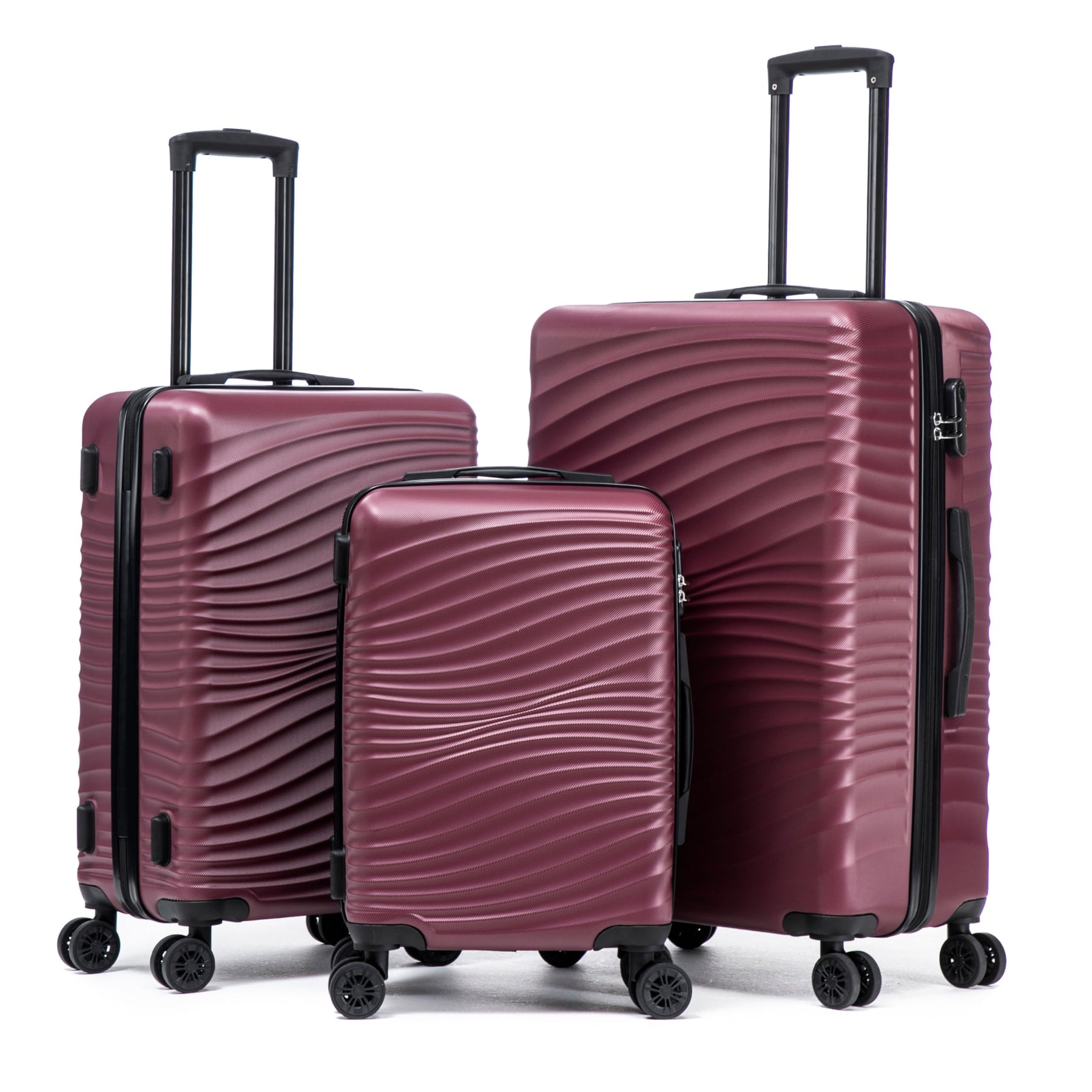 Rosamo Luggage Sets 3 Piece, ABS Suitcase Set (20/24/28), Hardside luggage with Spinner Wheels, Travel Luggage,14x8x9 Airline Approved Carry on, Lightweight Luggage with High-Security Lock