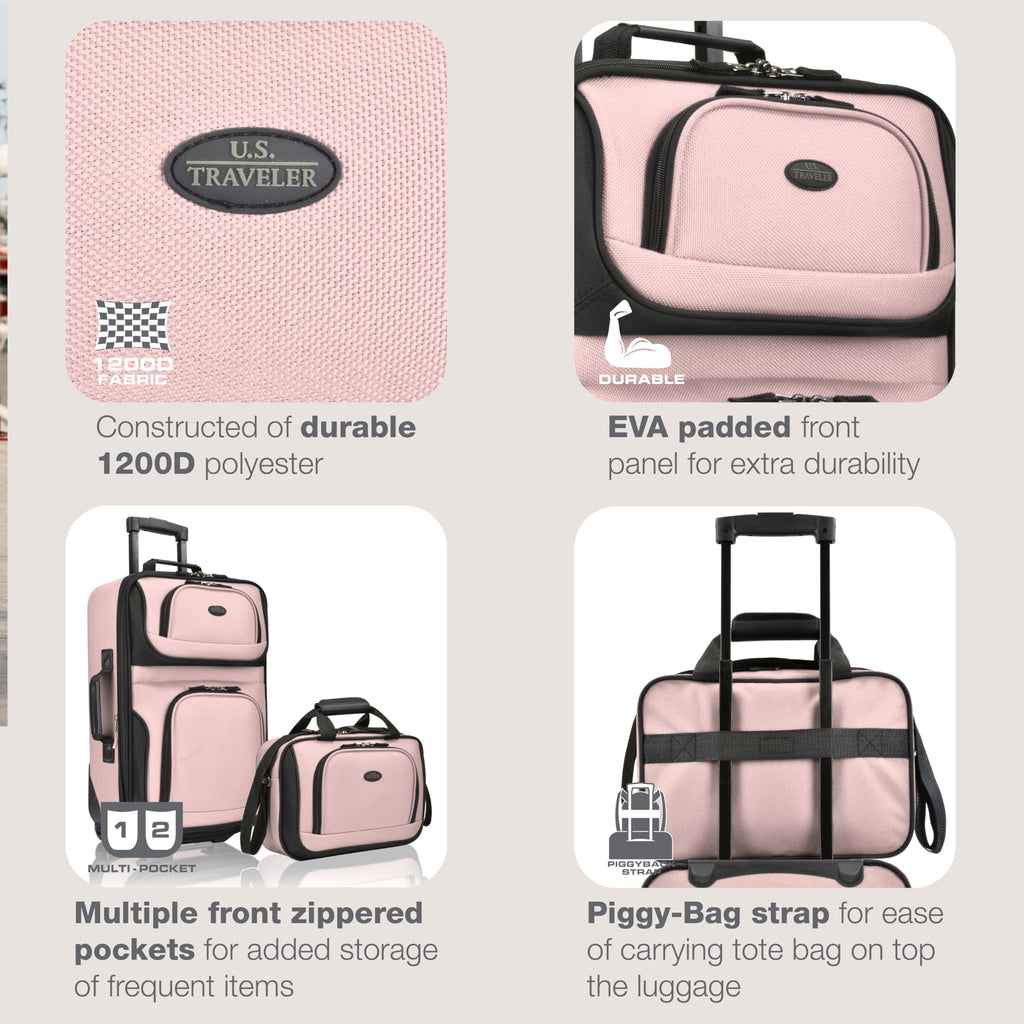 2-Piece Softside Carry-On Luggage Set – Pink