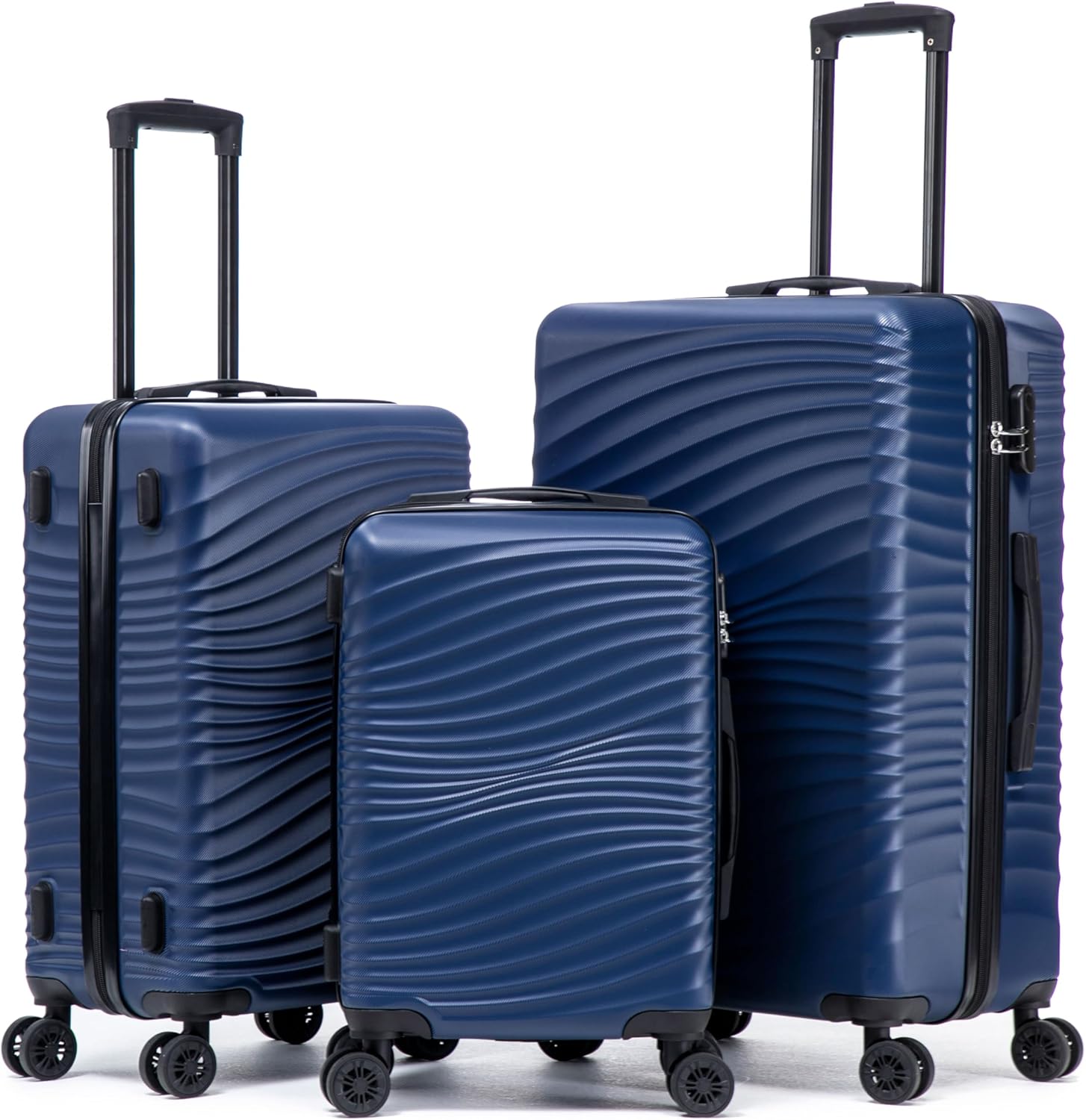 Rosamo Luggage Sets 3 Piece, ABS Suitcase Set (20/24/28), Hardside luggage with Spinner Wheels, Travel Luggage,14x8x9 Airline Approved Carry on, Lightweight Luggage with High-Security Lock