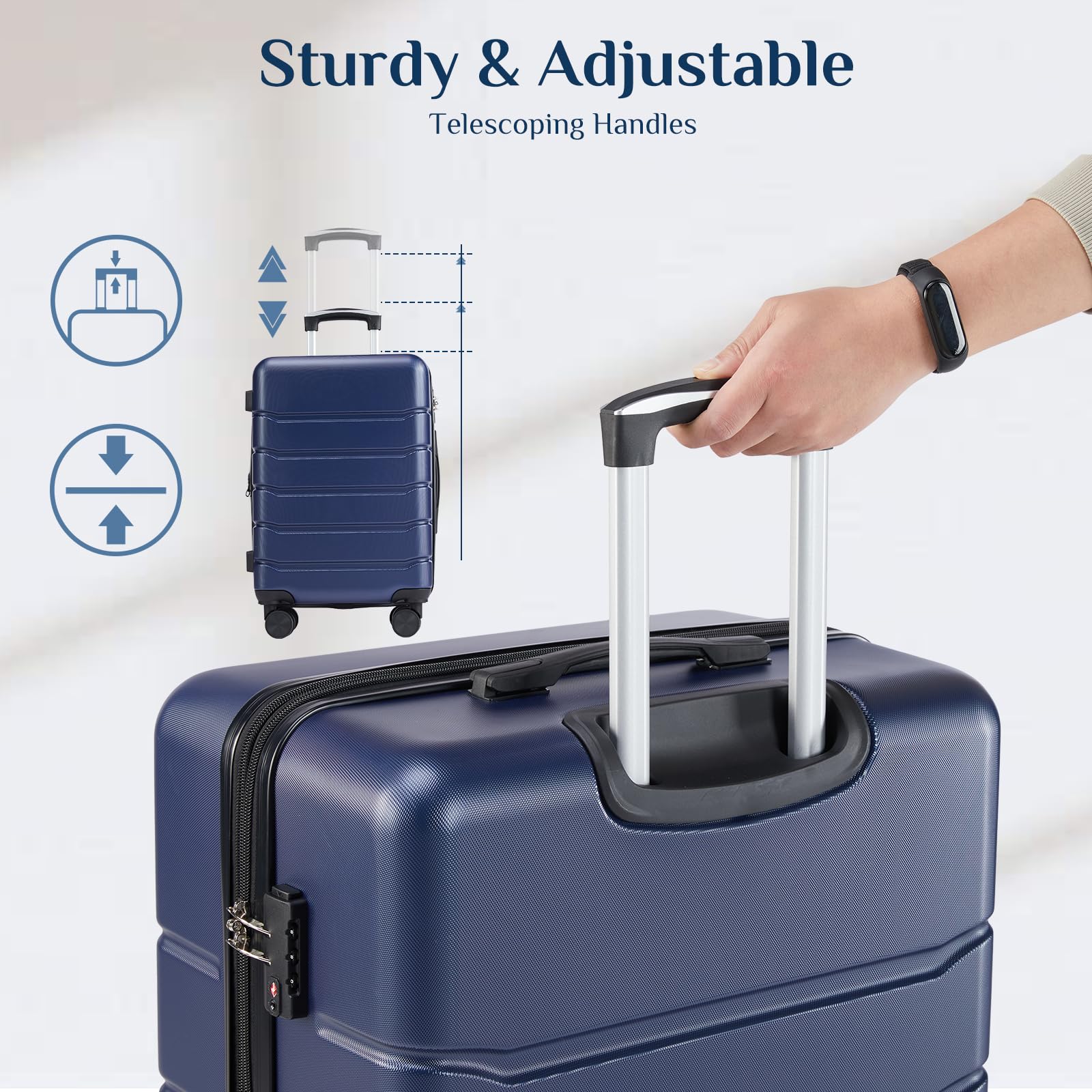 24" Expandable Hardside Luggage with TSA Lock – Blue