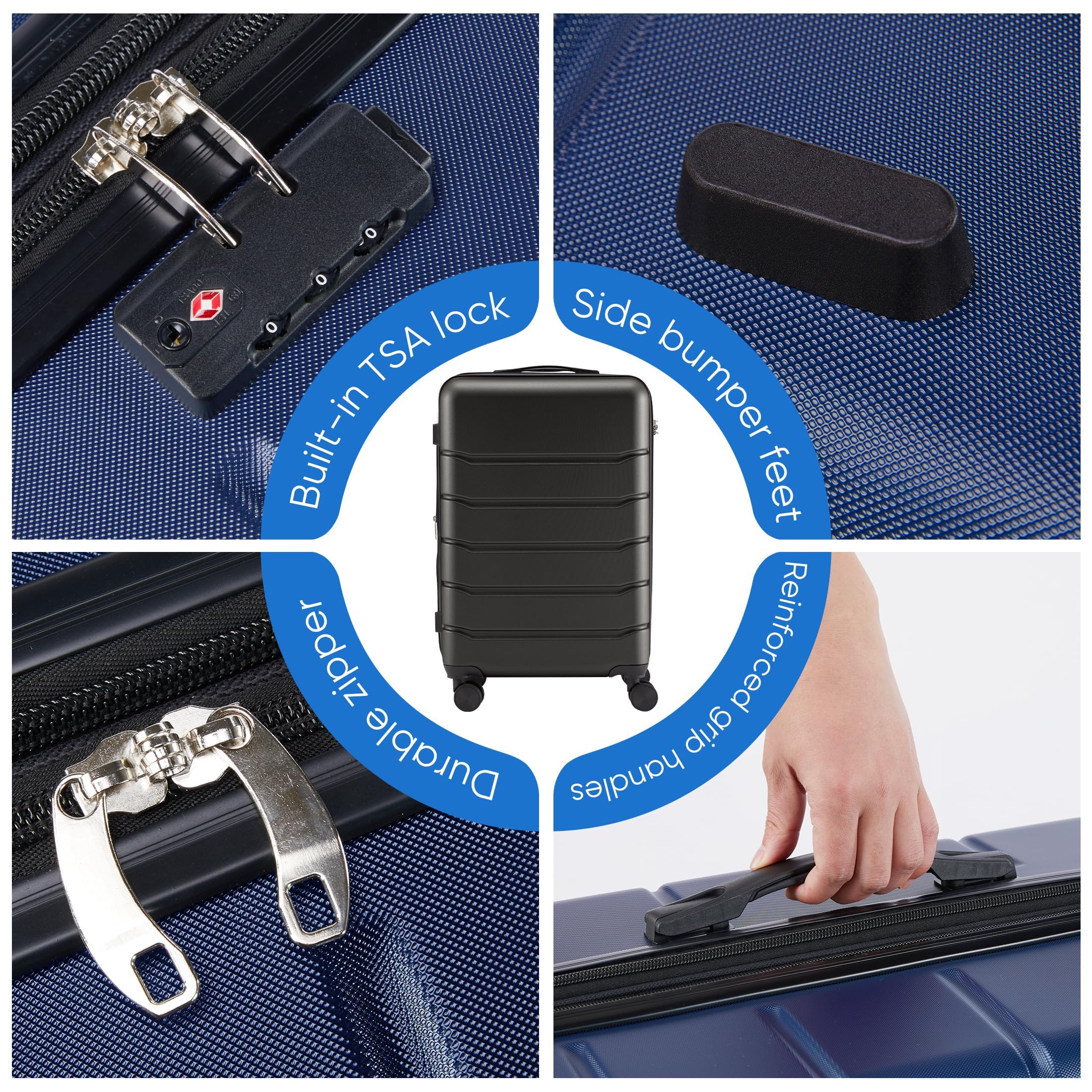 24" Expandable Hardside Luggage with TSA Lock – Blue