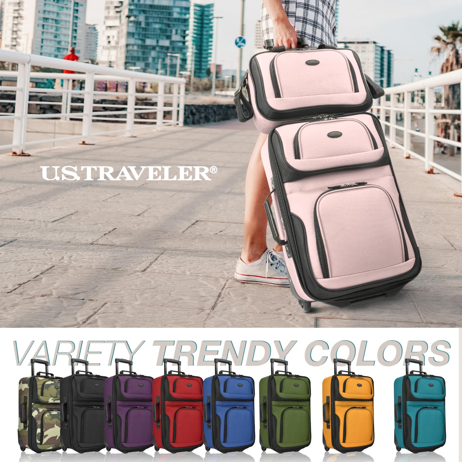 2-Piece Softside Carry-On Luggage Set – Pink
