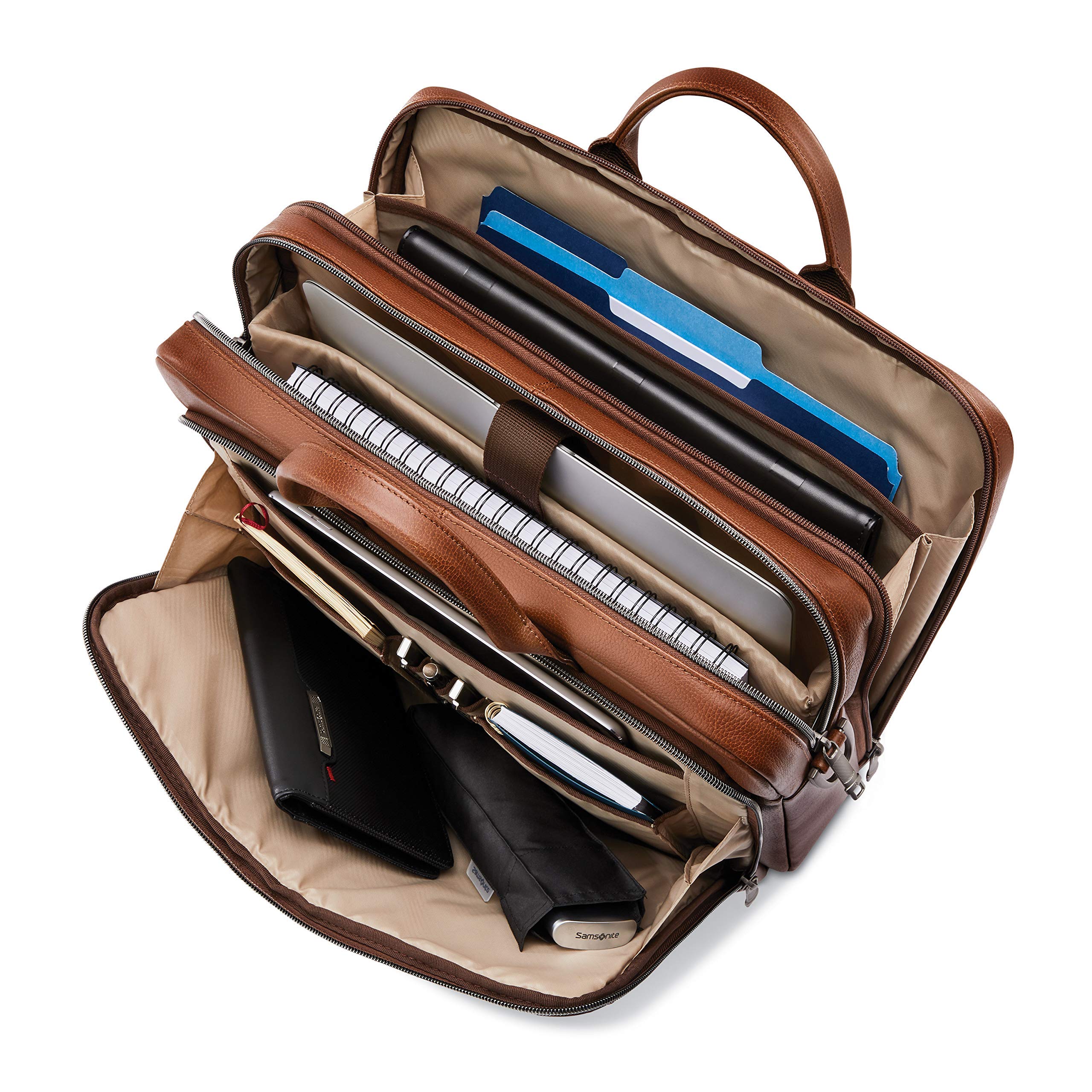 Samsonite Classic Leather Toploader Briefcase, Cognac, One Size