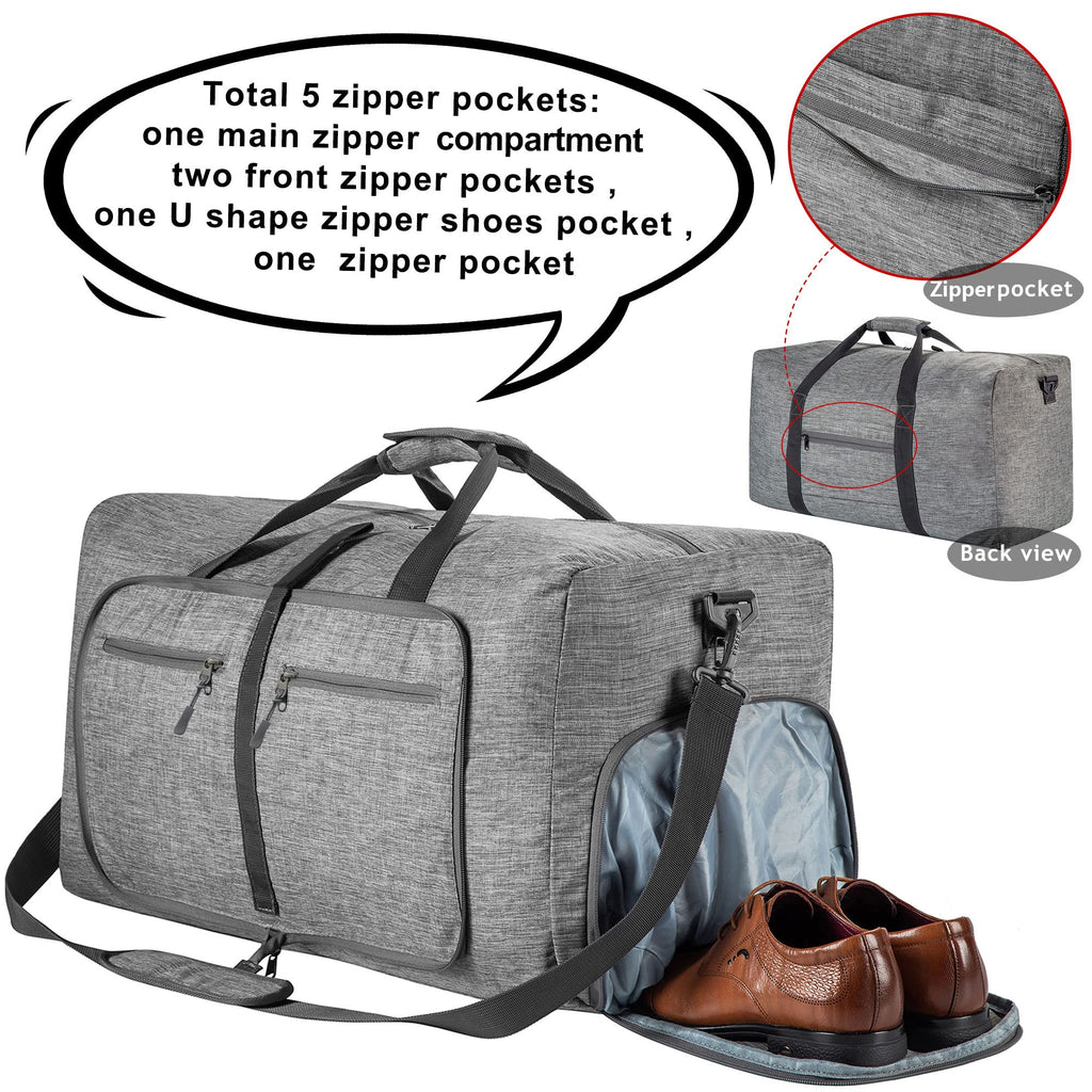 115L Foldable Travel Duffle Bag with Shoe Compartment