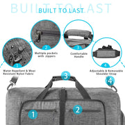 115L Foldable Travel Duffle Bag with Shoe Compartment