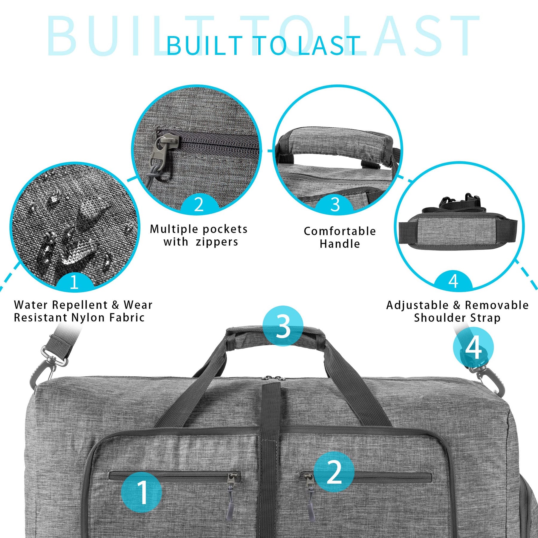 115L Foldable Travel Duffle Bag with Shoe Compartment