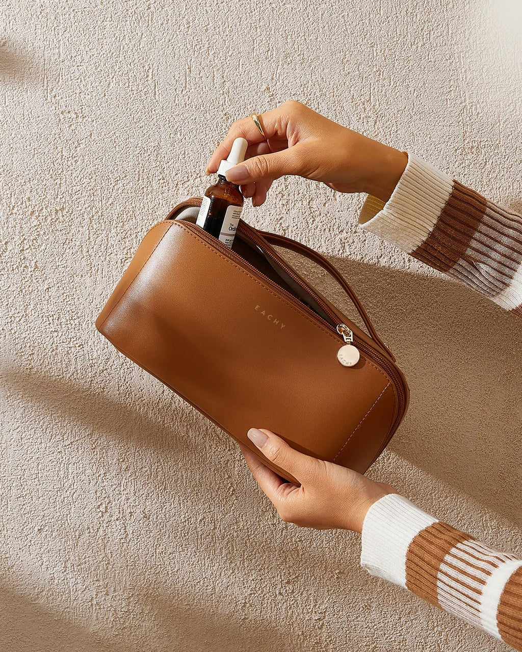 Large Cosmetic Travel Bag – Brown
