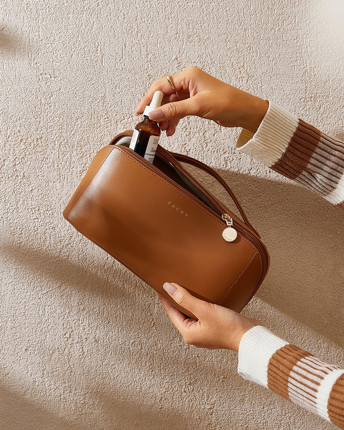 Large Cosmetic Travel Bag – Brown
