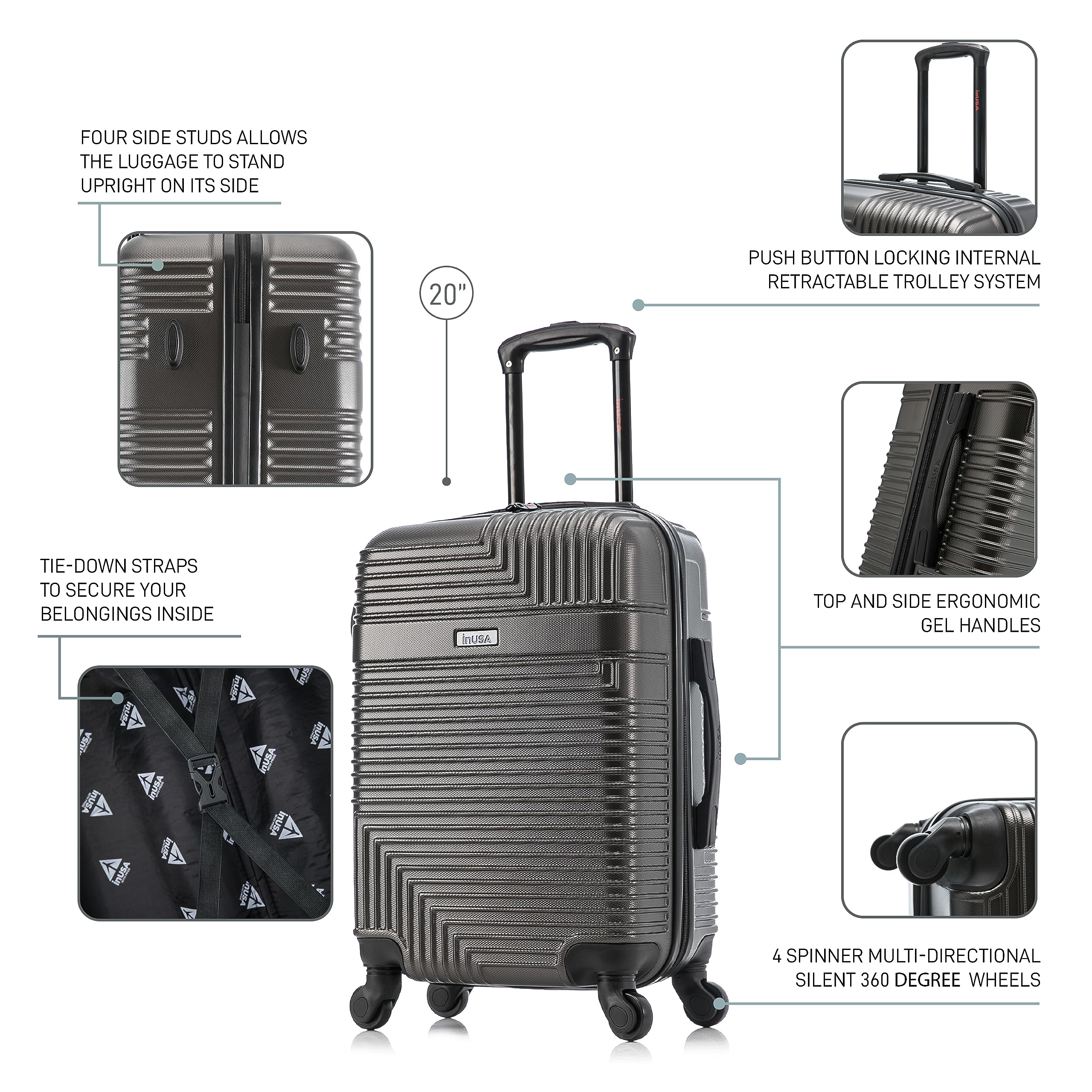 20" Hardshell Carry-On Luggage – Charcoal